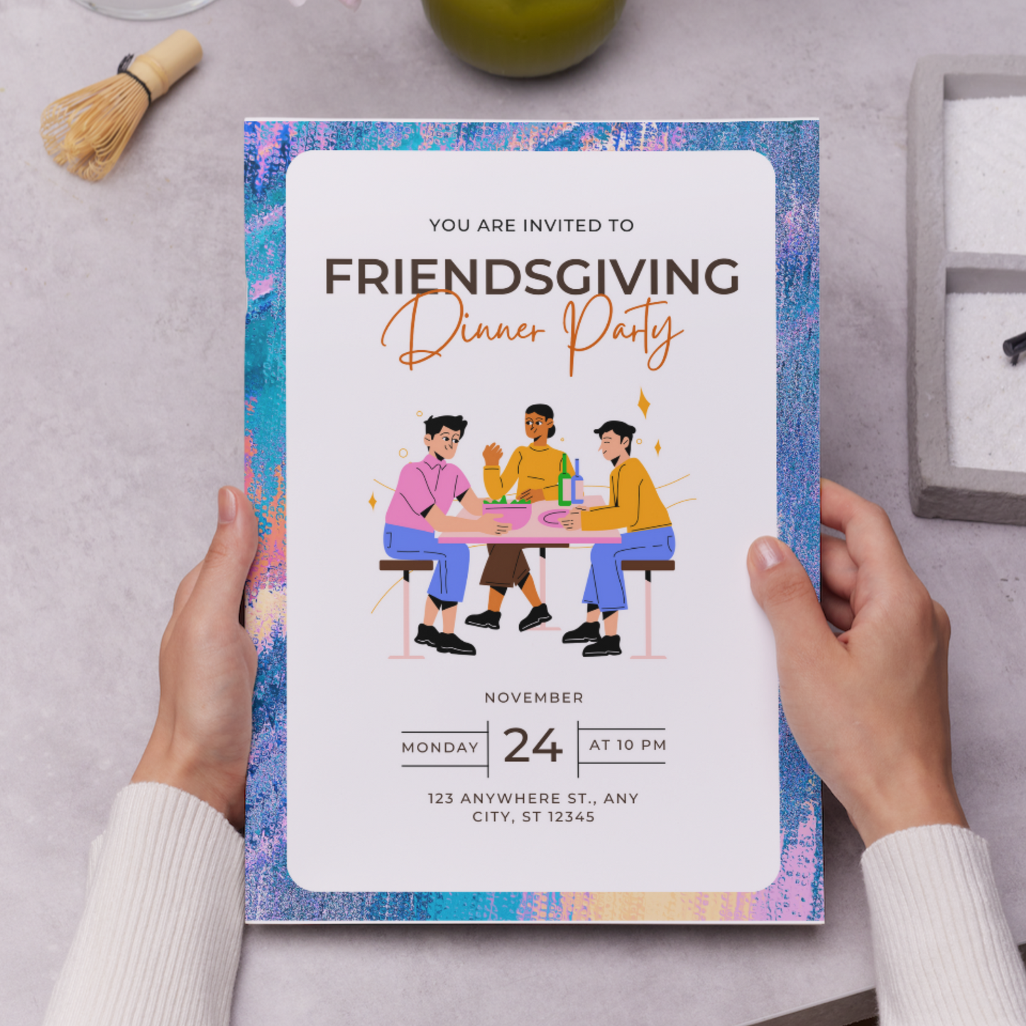 Friendsgiving Dinner Party Invitation Template | Thanksgiving Invite