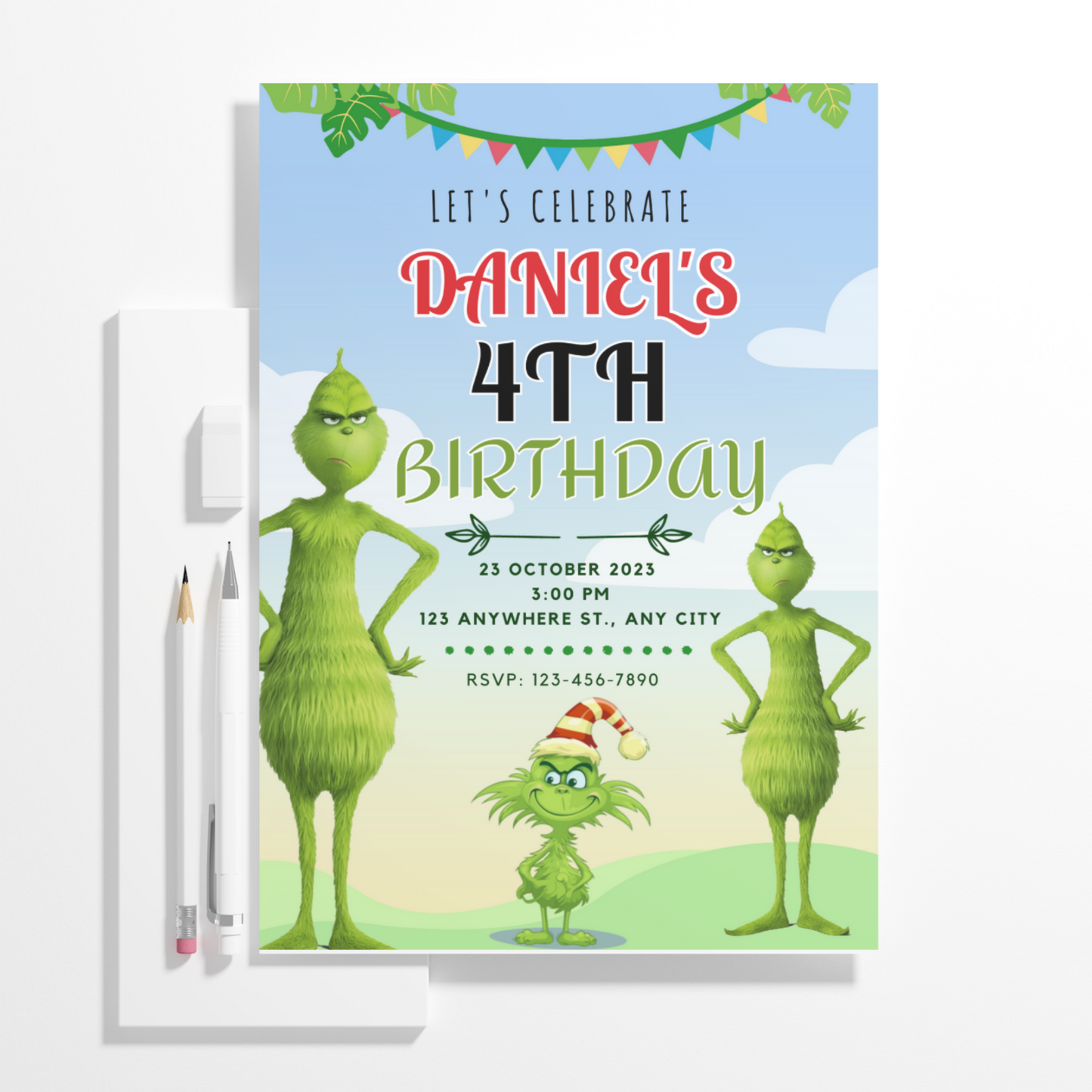 Grinch Birthday Invitation Template