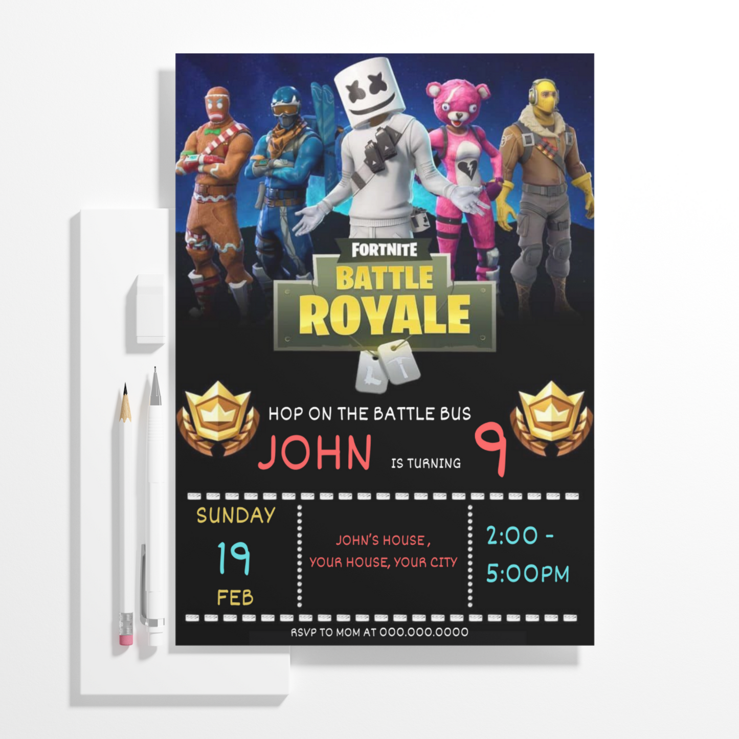 Fortnite Birthday Invitation Template | Battle Royale Invite