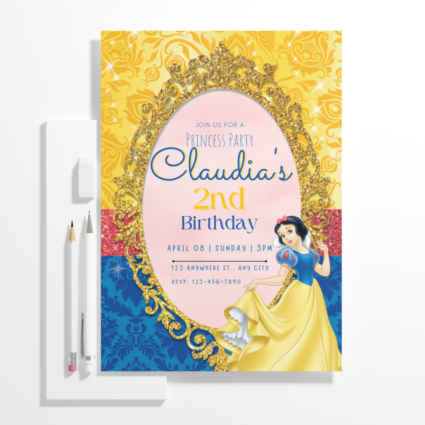 Princess Snow White Birthday Invitation Template