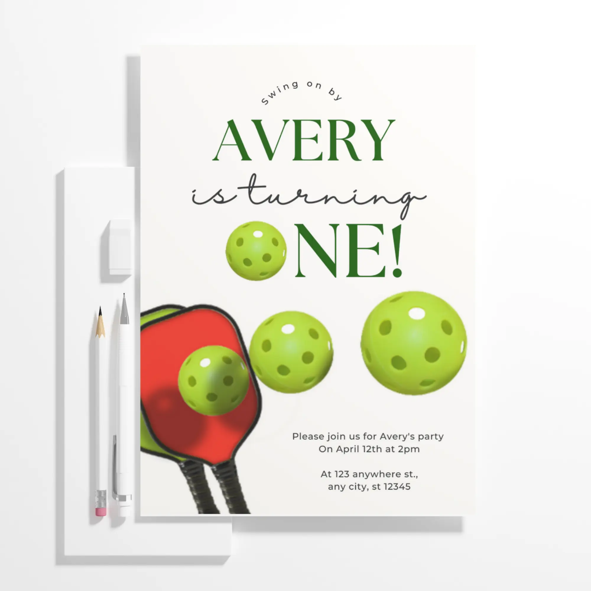 Pickleball Birthday Invitation Template - CreativeRino