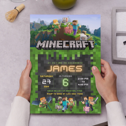 Minecraft Birthday Invitation Template - CreativeRino