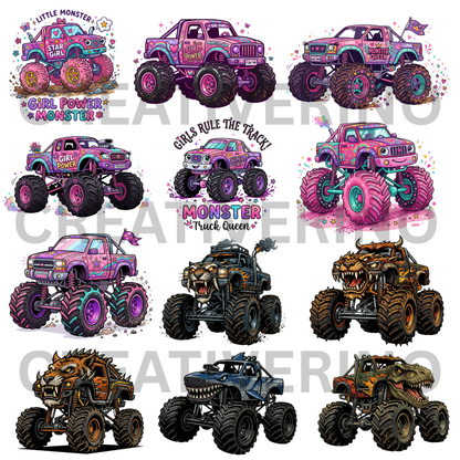 Monster Truck PNG Bundle | Kids Truck Clipart | Monster Jam Style Graphics CreativeRino