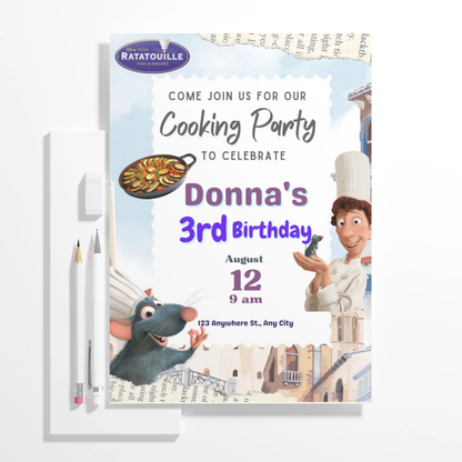 Ratatouille Birthday Invitation Template - CreativeRino
