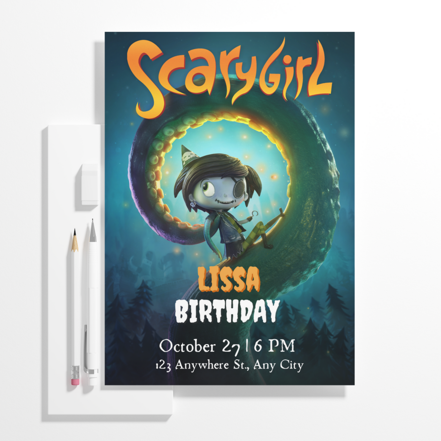 ScaryGirl Birthday Invitation Template