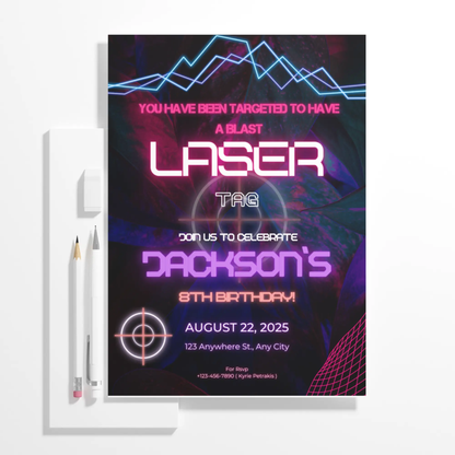 Laser Gaming Birthday Invitation Template - CreativeRino