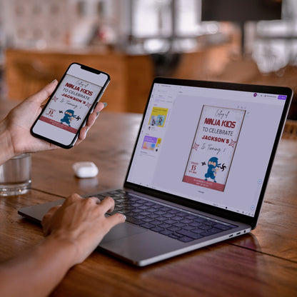 Ninja Kidz Birthday Invitation Template - CreativeRino