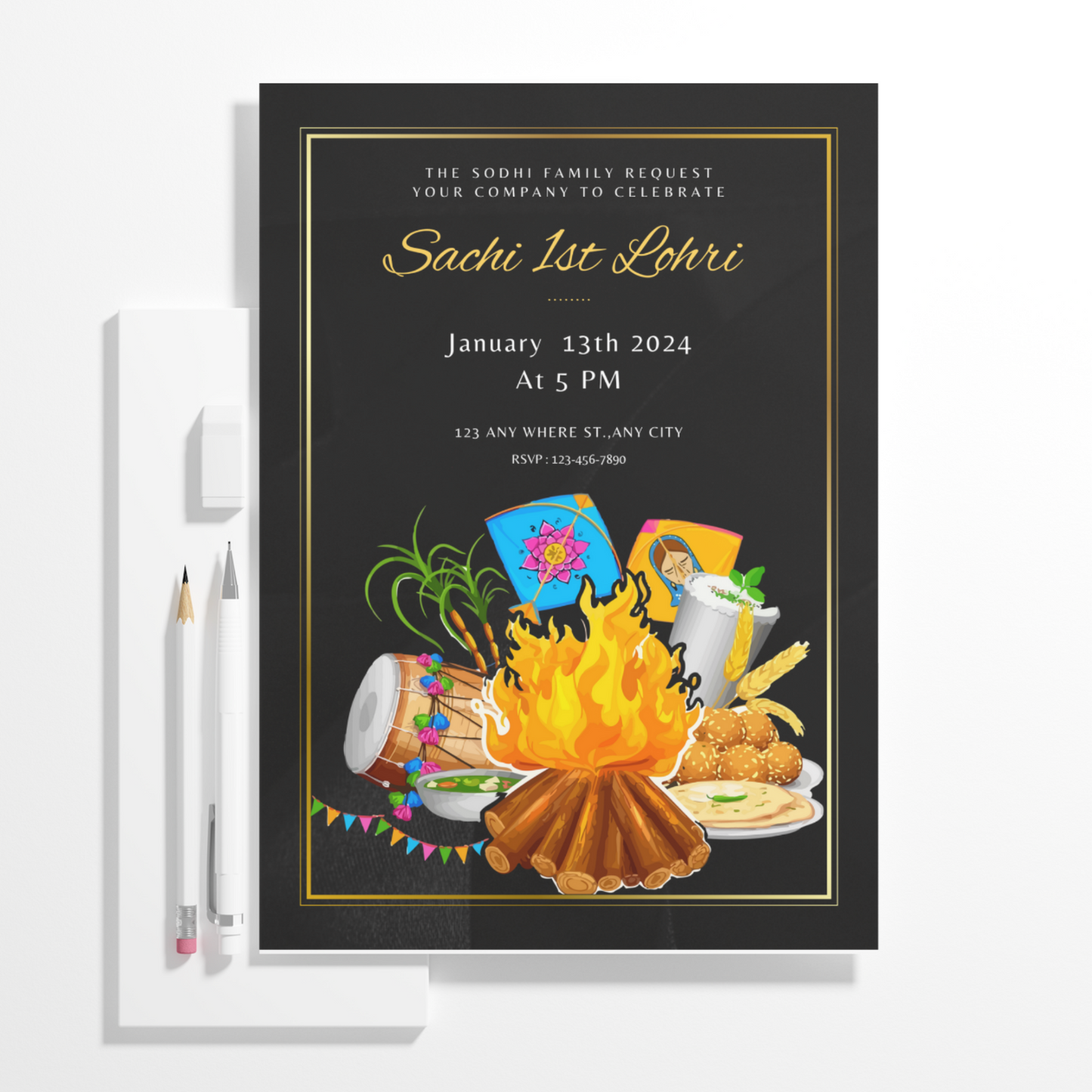 Lohri Invitation Template | Lohri Party Invite