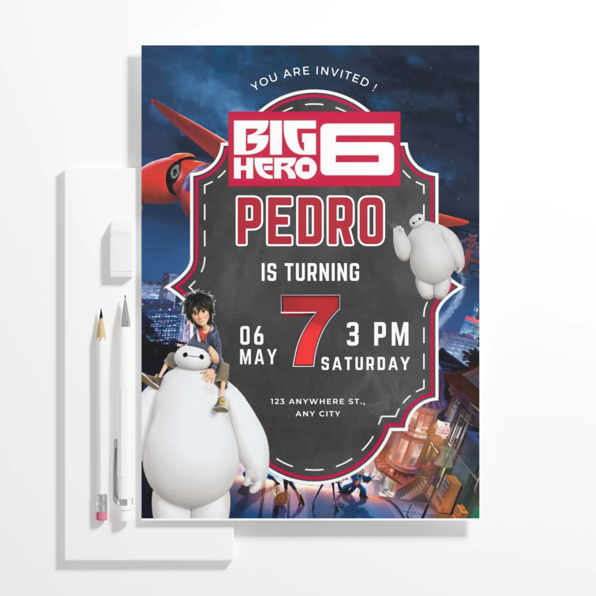 Big Hero 6 Birthday Invitation Template - CreativeRino