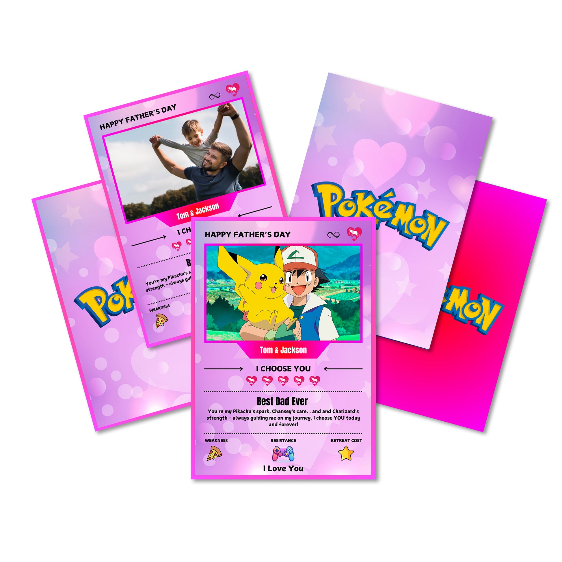 Custom Pokemon Fathers Day Card, Editable Pokeman Cards, Poke Gift For CreativeRino Custom Pokemon Fathers Day Card, Editable Pokeman Cards, Poke Gift For CreativeRino