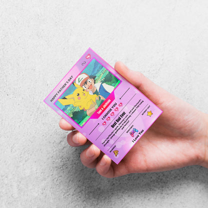 Custom Pokemon Fathers Day Card, Editable Pokeman Cards, Poke Gift For Dad, Father's Day Gift - CreativeRino