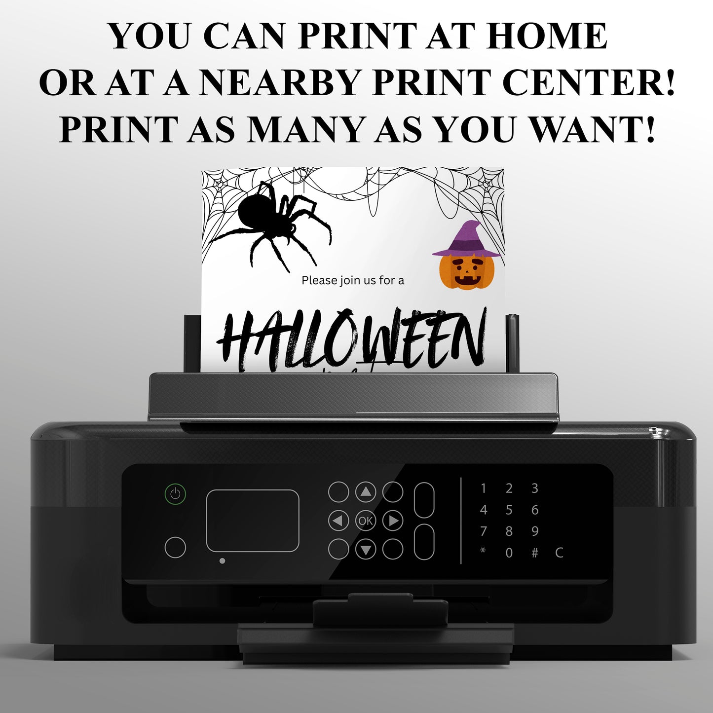 Pumpkin and Spider Halloween Party Invitation Template