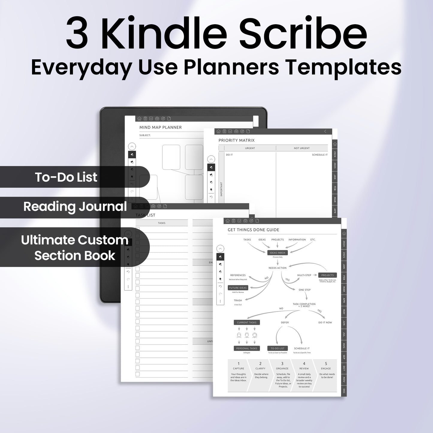 3 Kindle Scribe Kindle Everyday Use Planner Template Bundle