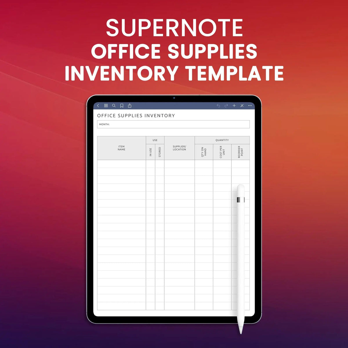 office supplies inventory template at patsy carranza... Supernote Office Supplies Inventory Template Planner Template ...