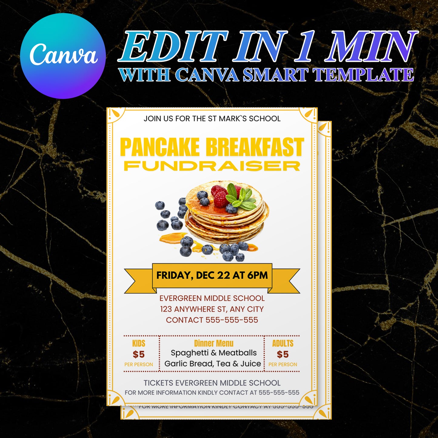 Pancake Breakfast Fundraiser Flyer Invite Template