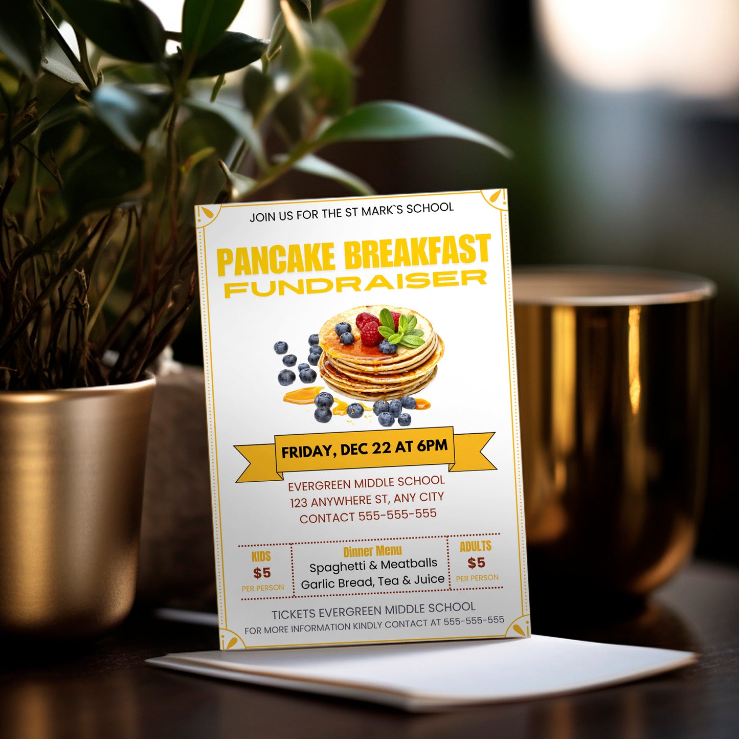 Pancake Breakfast Fundraiser Flyer Invite Template