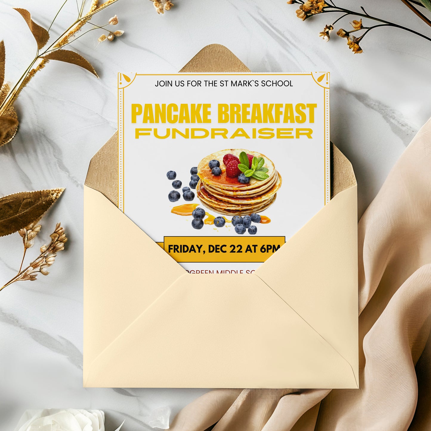 Pancake Breakfast Fundraiser Flyer Invite Template