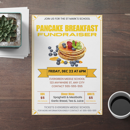 Pancake Breakfast Fundraiser Flyer Invite Template