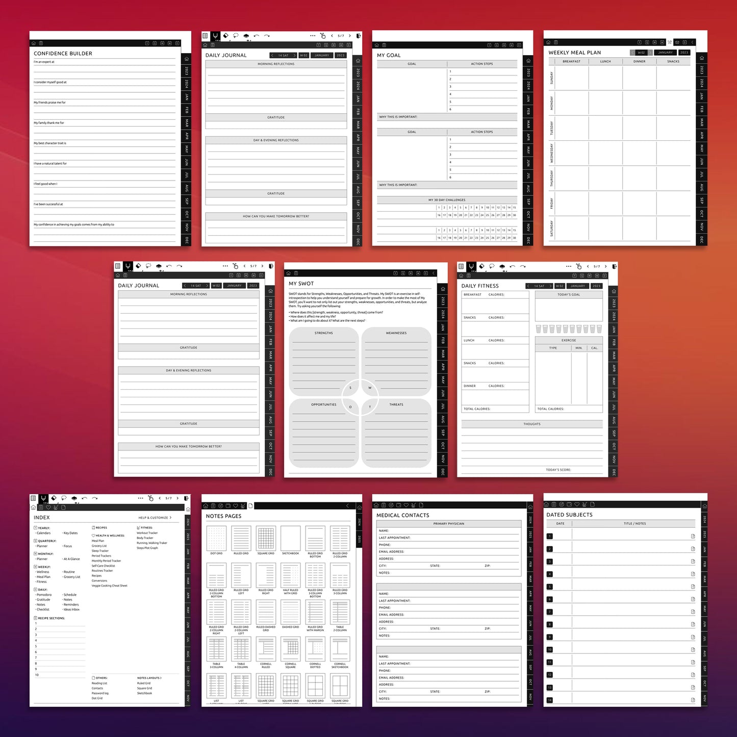 7 Supernote Wellness & Self-Care Planner Template Bundle