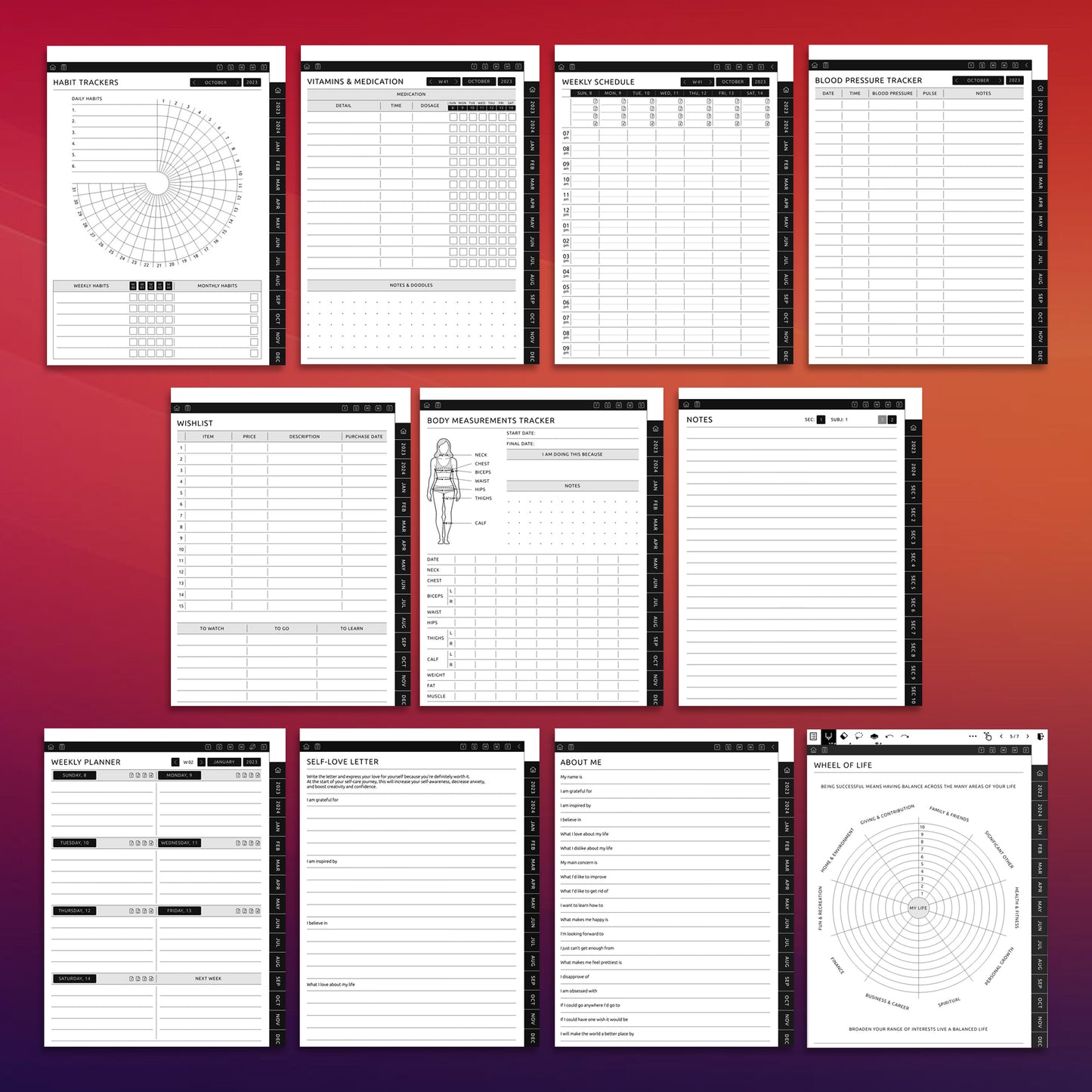 7 Supernote Wellness & Self-Care Planner Template Bundle