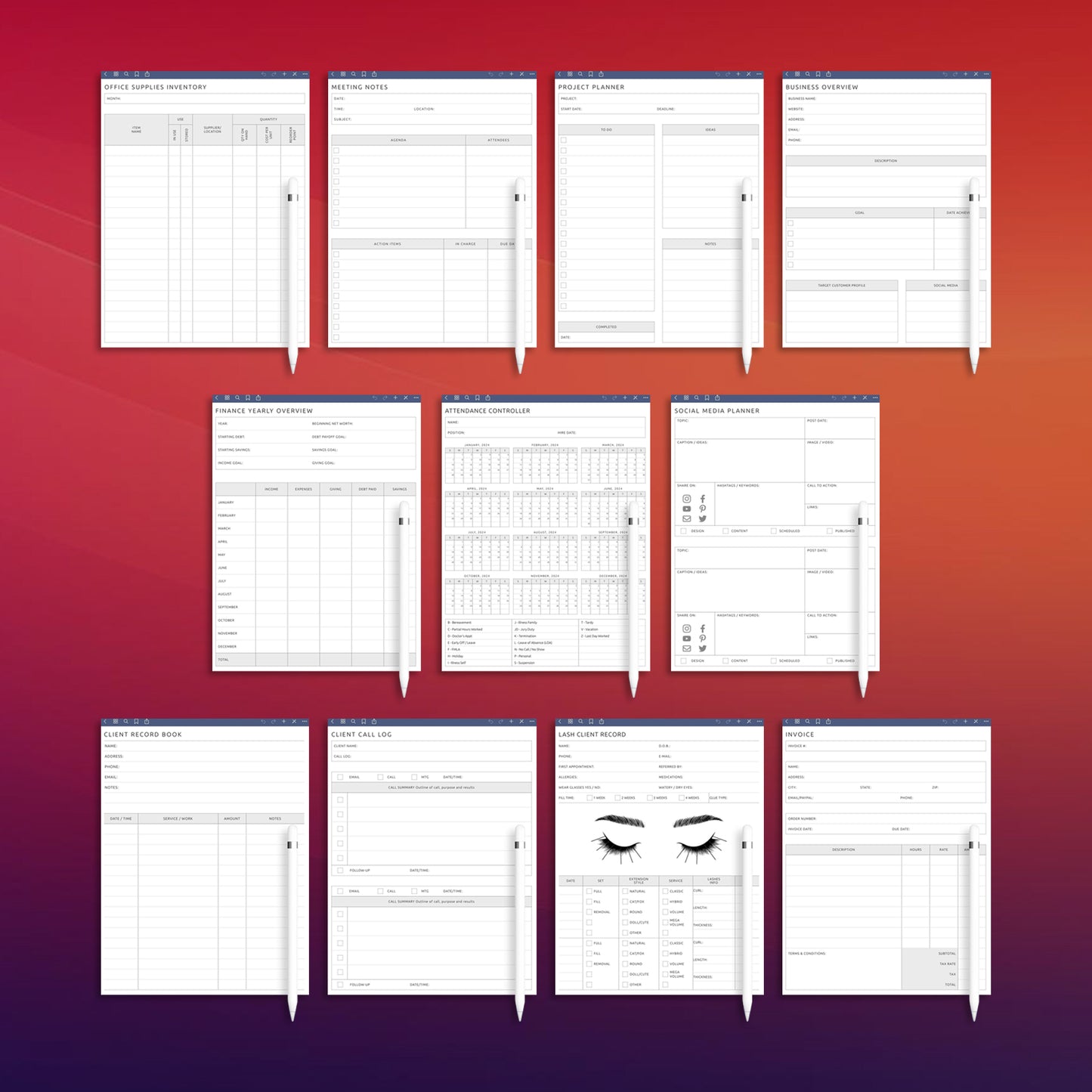 15 Supernote Work & Business Templates Planner Template Bundle