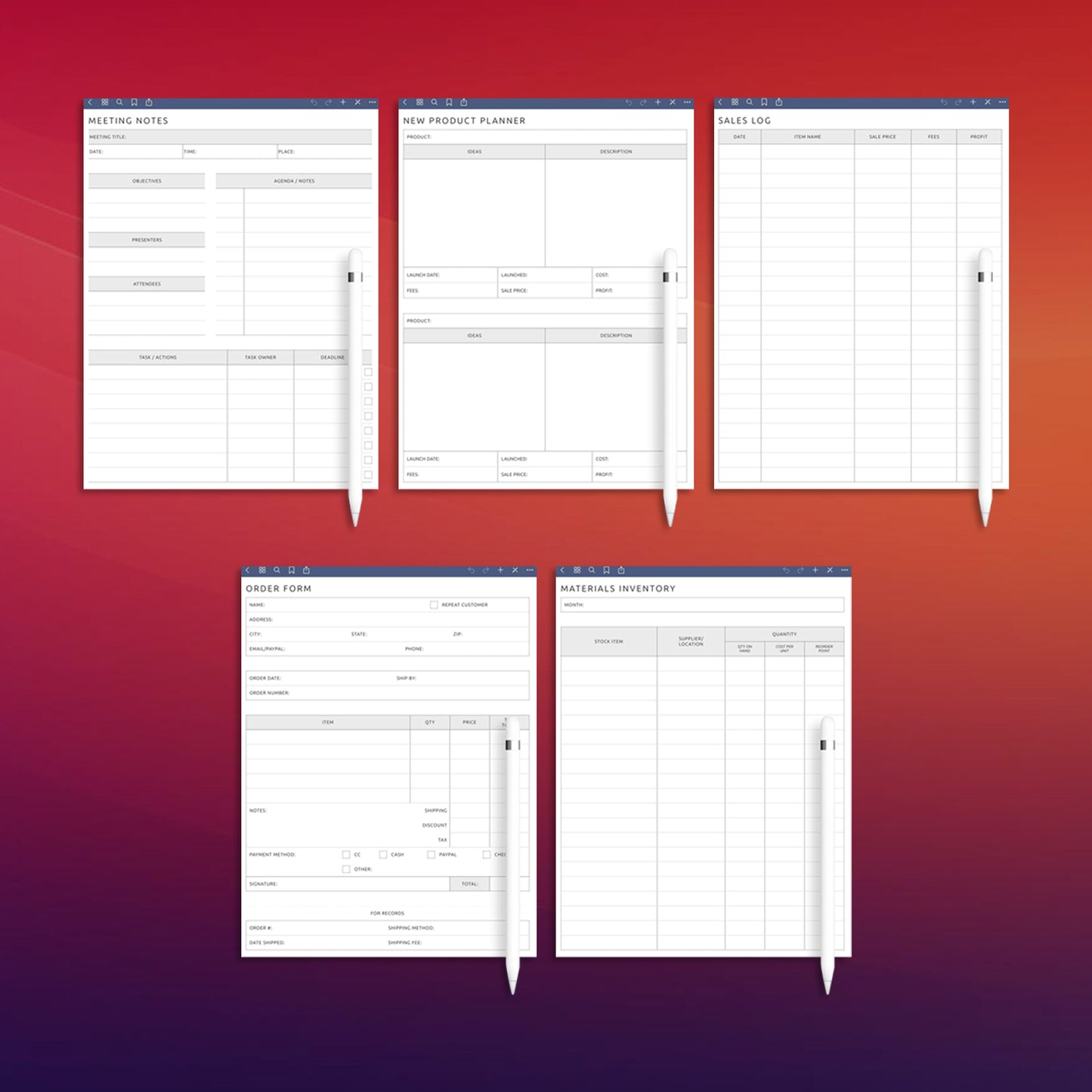 15 Supernote Work & Business Templates Planner Template Bundle