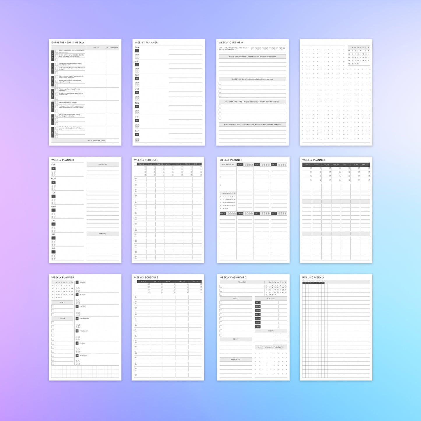 reMarkable 2 Weekly Journal Planners Template