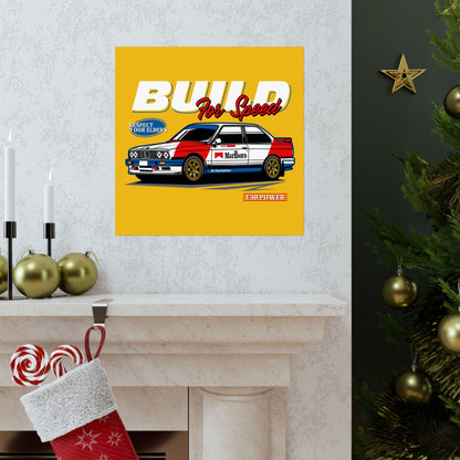 Vintage Car Poster - Build for Speed - CreativeRino