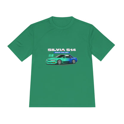 Silvia S14 Unisex Moisture Wicking Tee -  Car Graphic T-shirt for Car Enthusiasts - CreativeRino