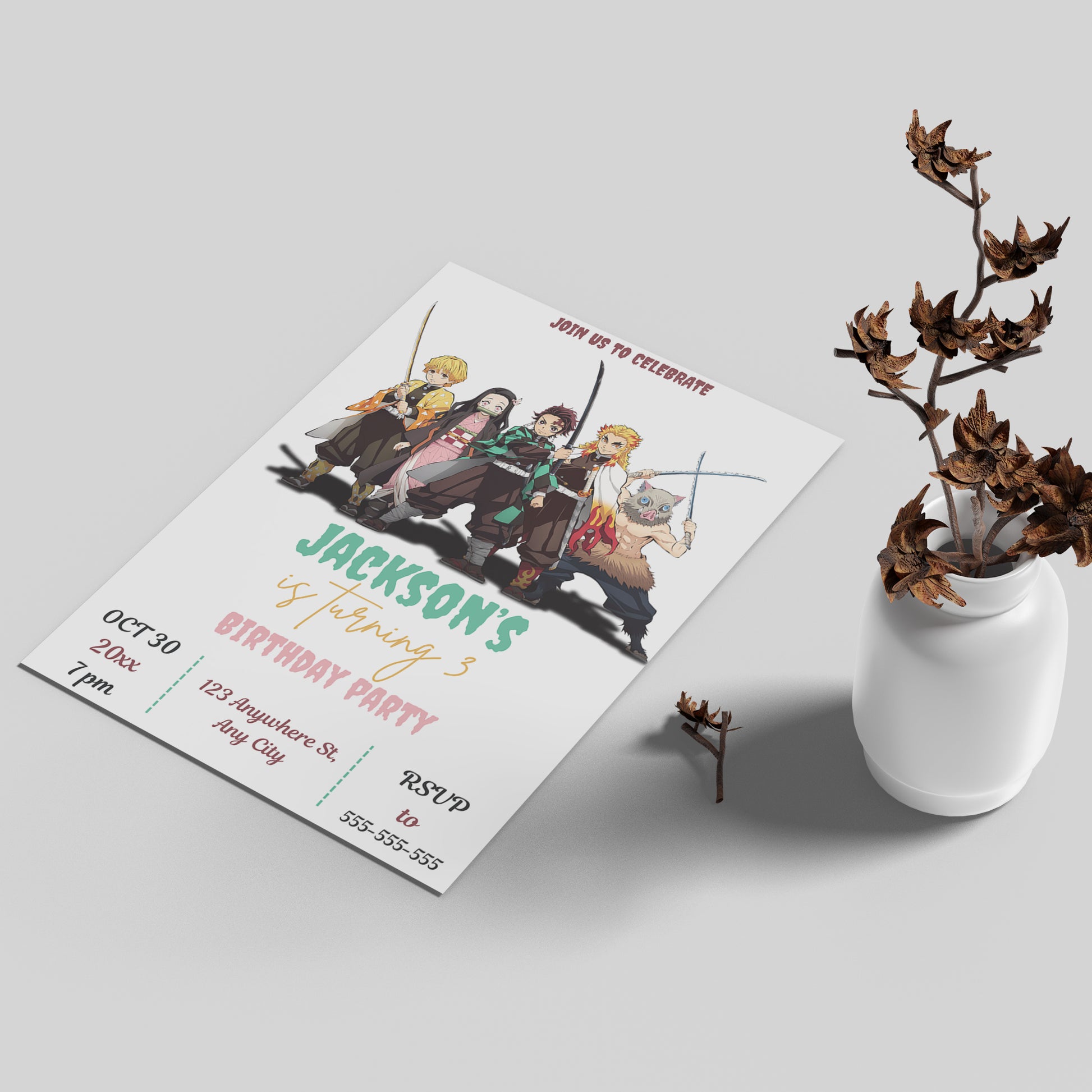 Demon Slayer Birthday Invitation Template - CreativeRino