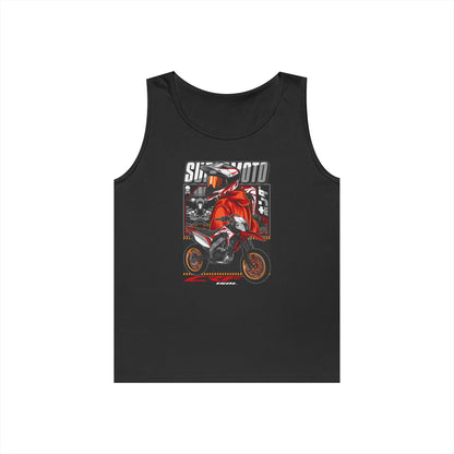 Super Moto Motorcycle Graphic Unisex Heavy Cotton Tank Top | Perfect T-shirt for Bikers and Summer Rides - CreativeRino