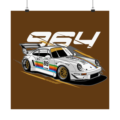 Porsche 964 Vintage Car Poster - Racing Art for Car Enthusiasts - CreativeRino