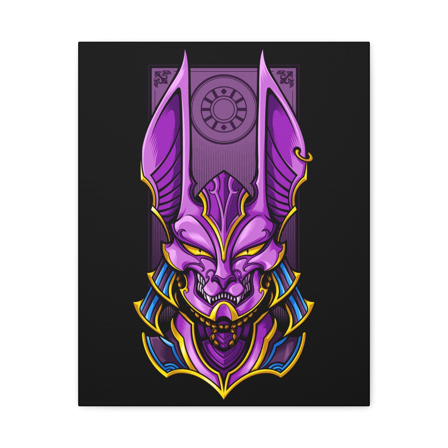 Purple Demon Mask Canvas Art - Stretched Matte Print for Home Decor - CreativeRino