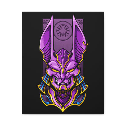 Purple Demon Mask Canvas Art - Stretched Matte Print for Home Decor - CreativeRino