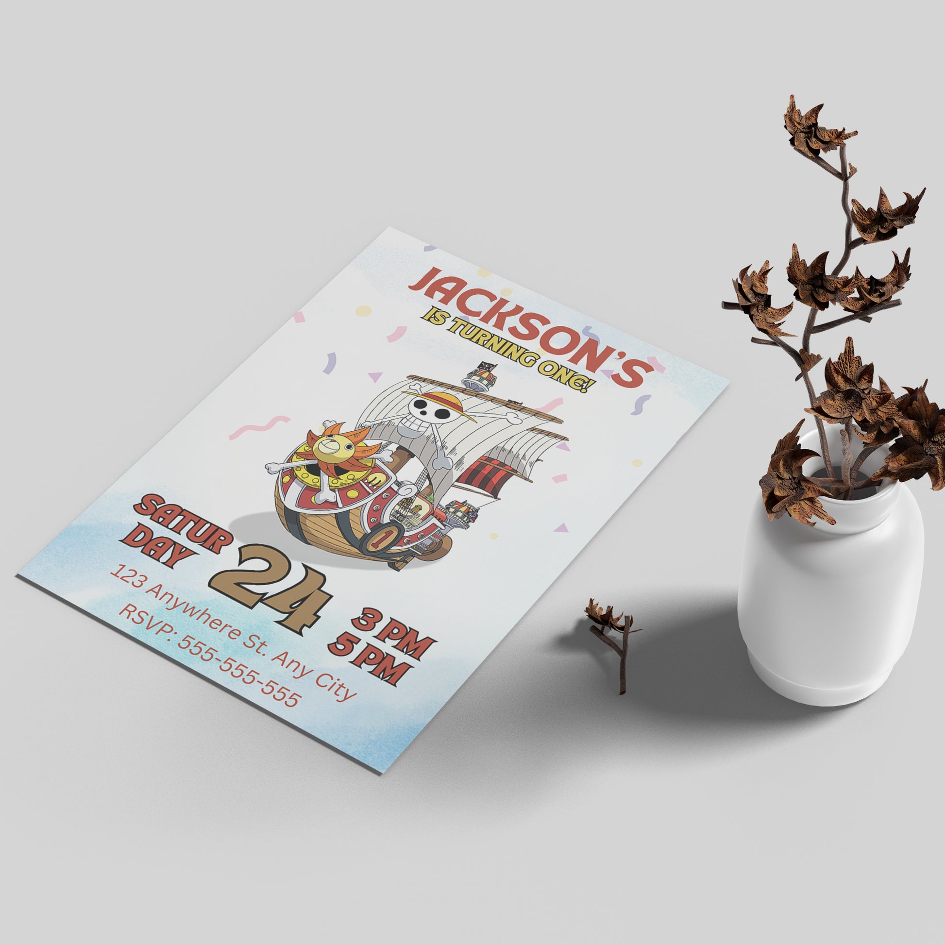 One Piece Birthday Invitation Template - CreativeRino