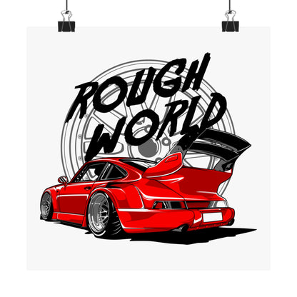 Rough World Car Art Poster - Matte Square Print for Auto Enthusiasts - CreativeRino