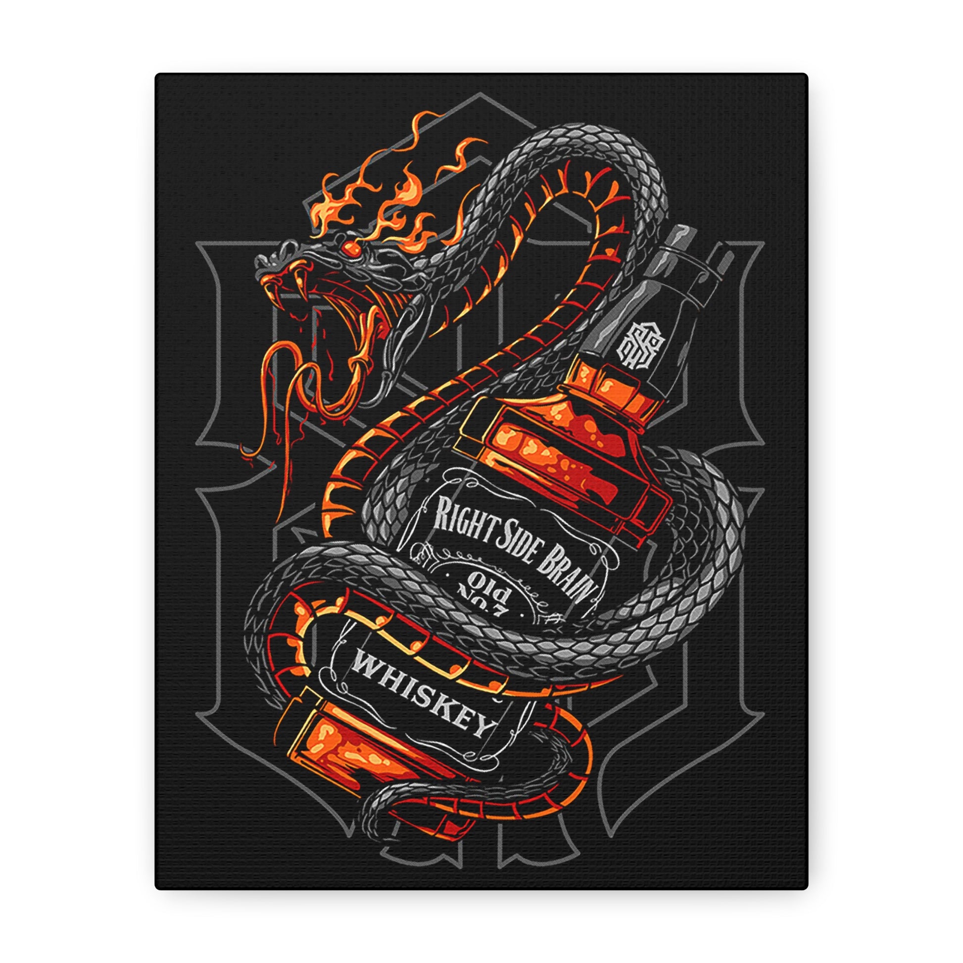 Whiskey Dragon Canvas Art - Stretched Matte Wall Decor for Bar & Home - CreativeRino