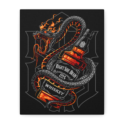 Whiskey Dragon Canvas Art - Stretched Matte Wall Decor for Bar & Home - CreativeRino