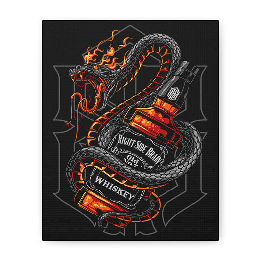 Whiskey Dragon Canvas Art - Stretched Matte Wall Decor for Bar & Home - CreativeRino