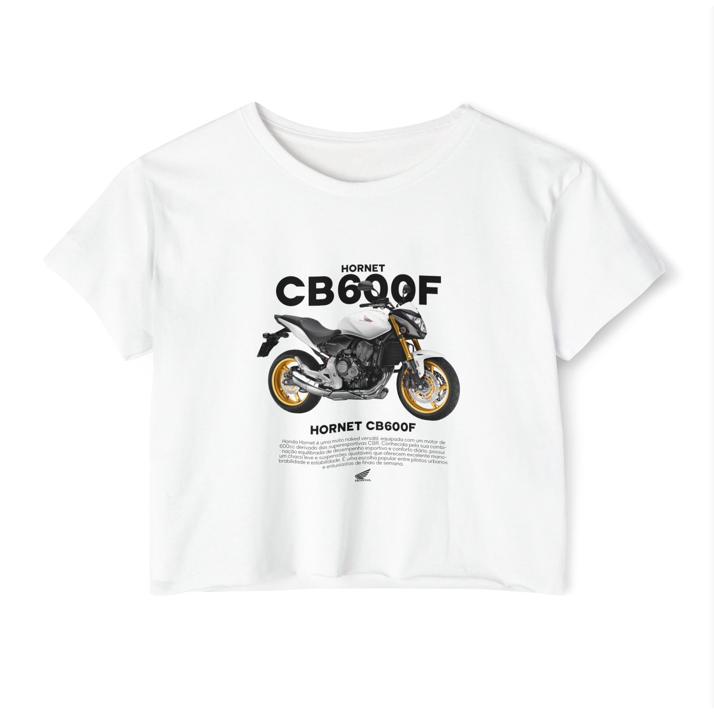 Honda CB600F Women Crop Top with Motorcycle Design - Perfect T-shirt for Bikers and Festival Goers - CreativeRino