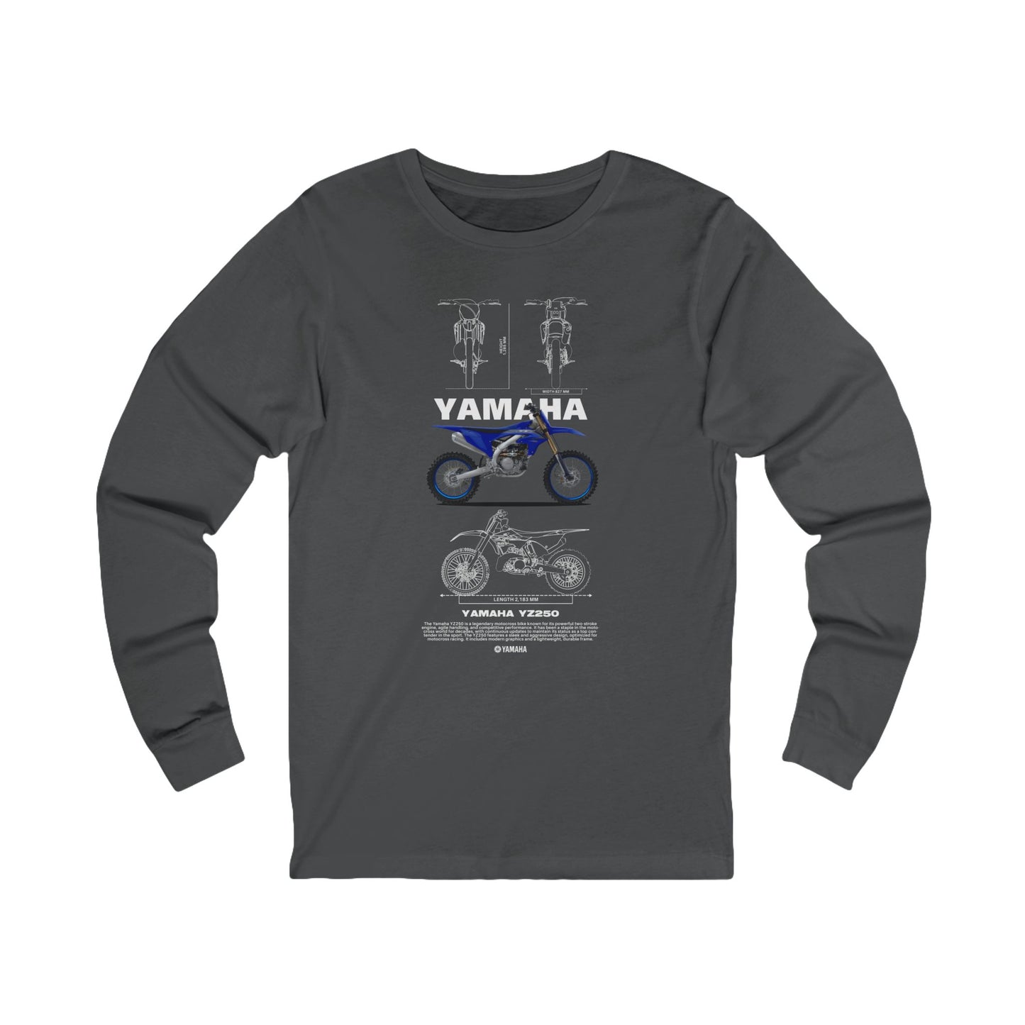 Yamaha YZ250 Motorcycle Long Sleeve Tee - Unisex Casual Apparel - CreativeRino