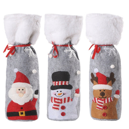 Festive Red Wine Bottle Covers Gift Set | Elderly, Snowman & Elk Household Decor eprolo