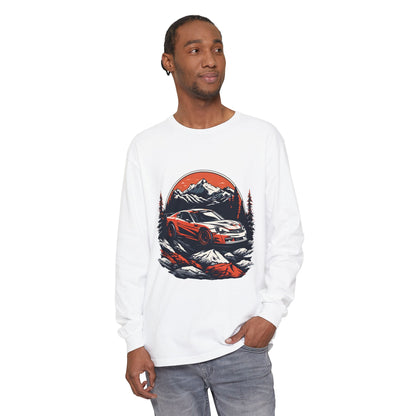 Mountain Adventure Long Sleeve T-Shirt - Unisex Garment-Dyed Shirt - CreativeRino