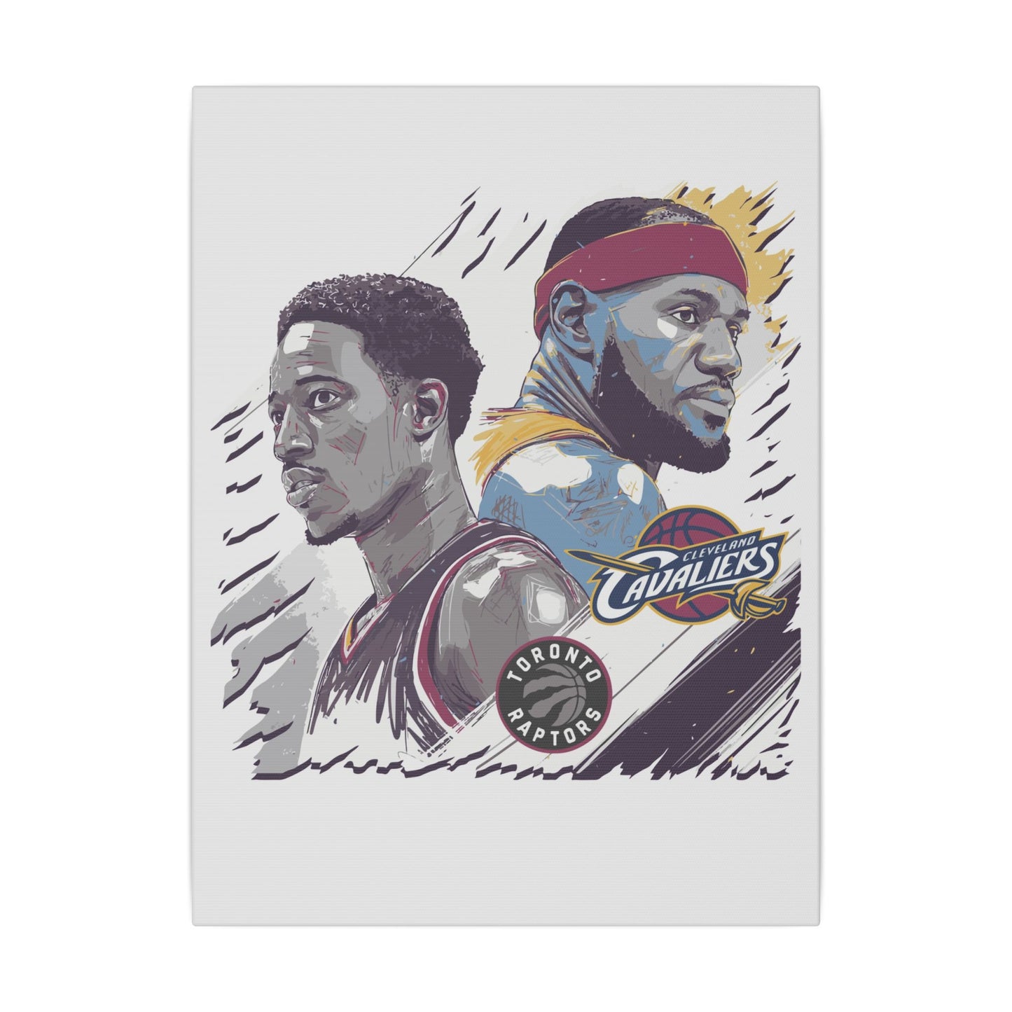 DeMar DeRozan Vs Lebron James Basketball Legend Canvas Art - NBA Stars Wall Decor - CreativeRino