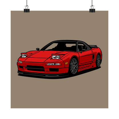 Sports Car Matte Vertical Poster - Red Sports Car Art for Auto Enthusiasts - CreativeRino