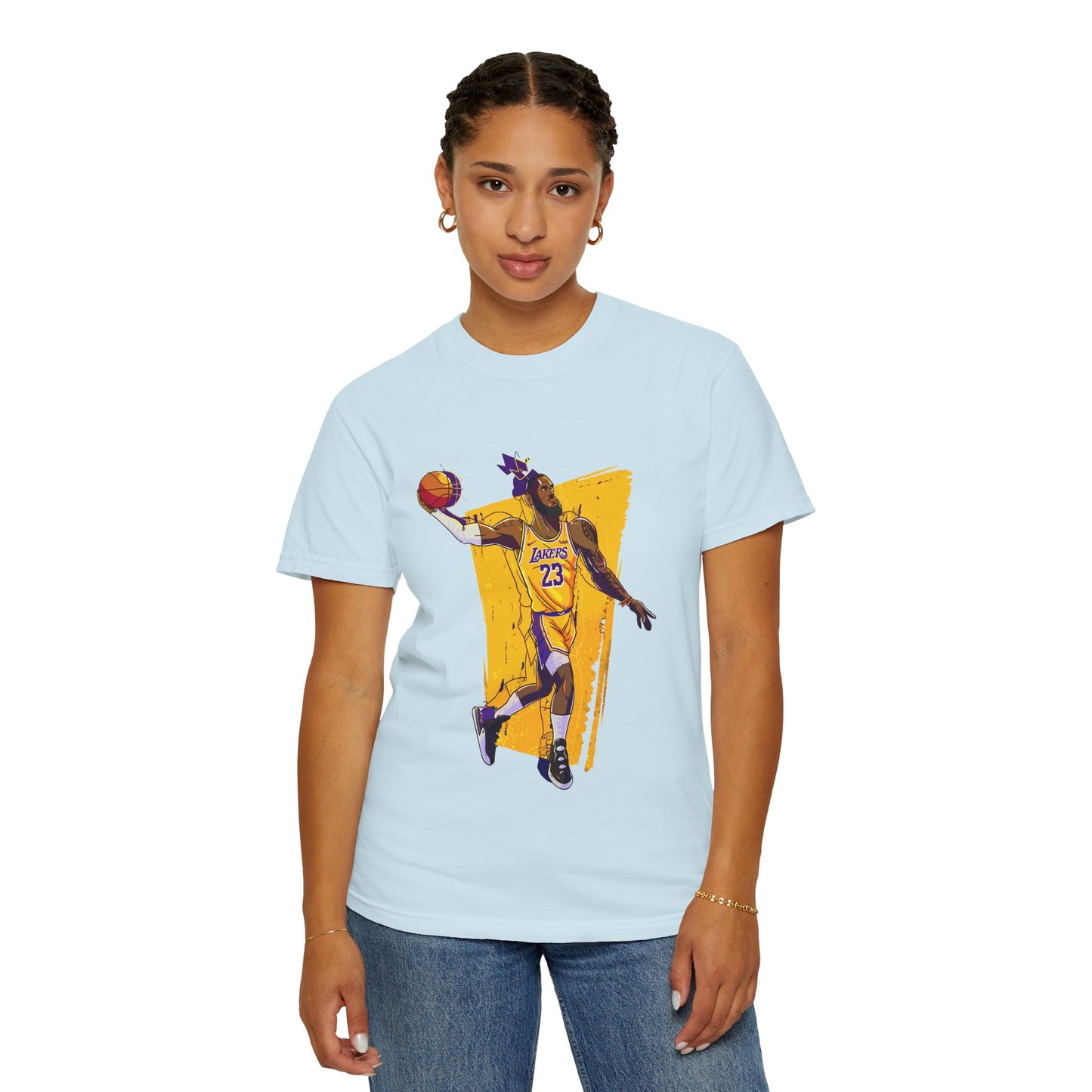 Lebron James Basketball Graphic Tee - Unisex Garment-Dyed T-shirt featuring Retro Player Design - CreativeRino