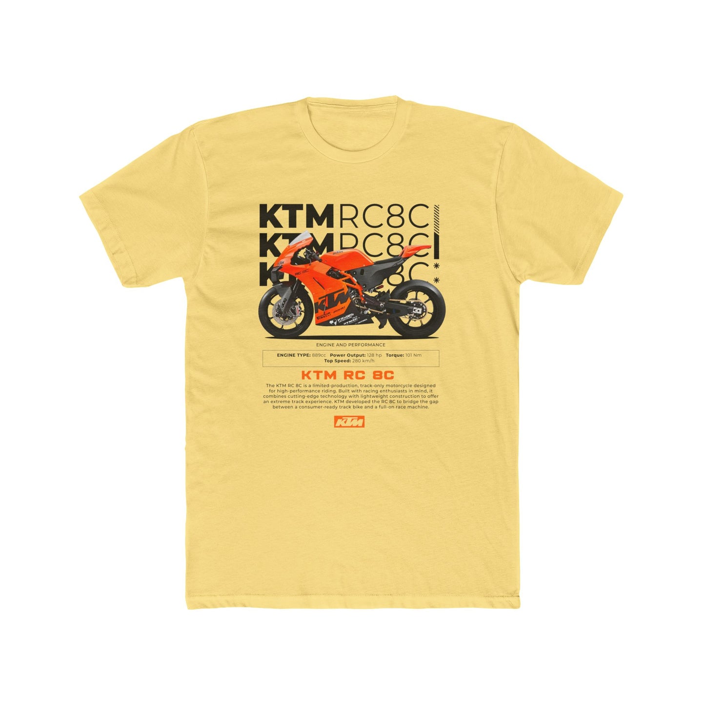 KTM RC BC Motorcycle Unisex Cotton Crew Tee - Perfect T-shirt for Riders & Fans - CreativeRino