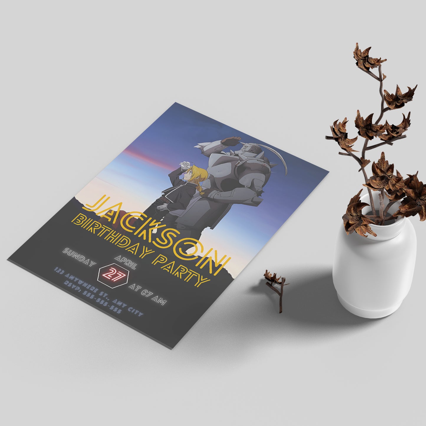 Fullmetal Alchemist  Birthday Invitation Template - CreativeRino