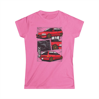 Honda Civic Nouva Women's Car Enthusiast Tee - Speed & Style Graphic T-shirt - CreativeRino