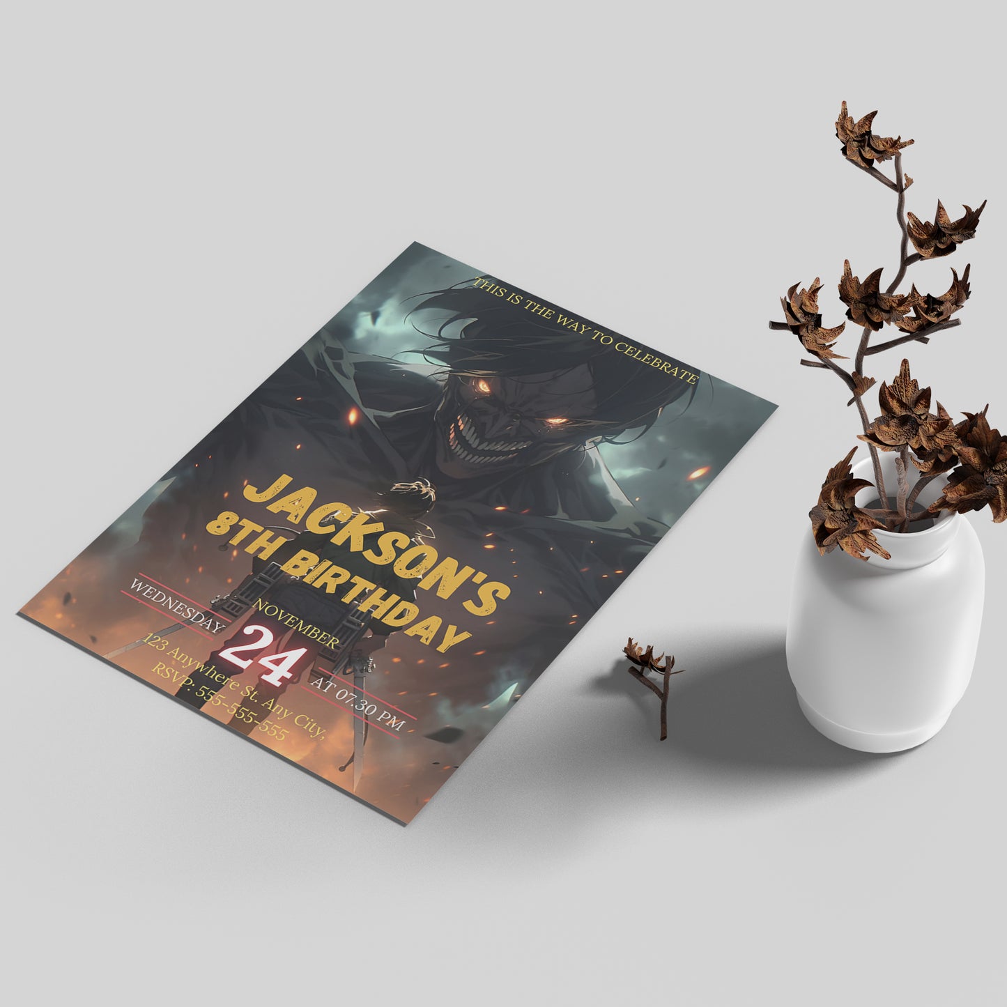 Attack on Titan Birthday Invitation Template - CreativeRino